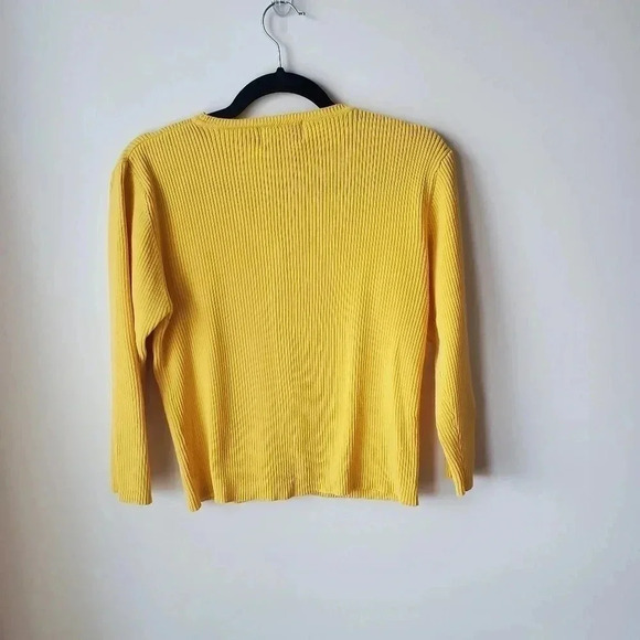 Vintage Y2K Jessica yellow cropped ribbed  cardigan - Picture 6 of 8